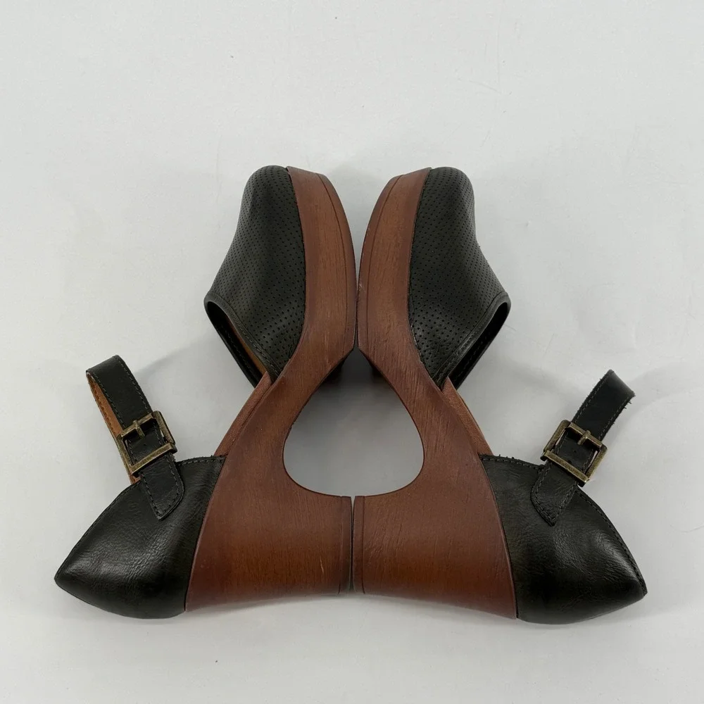 B.O.C. Womens Mary Jane Platform Clogs Black Perforated Size 7M